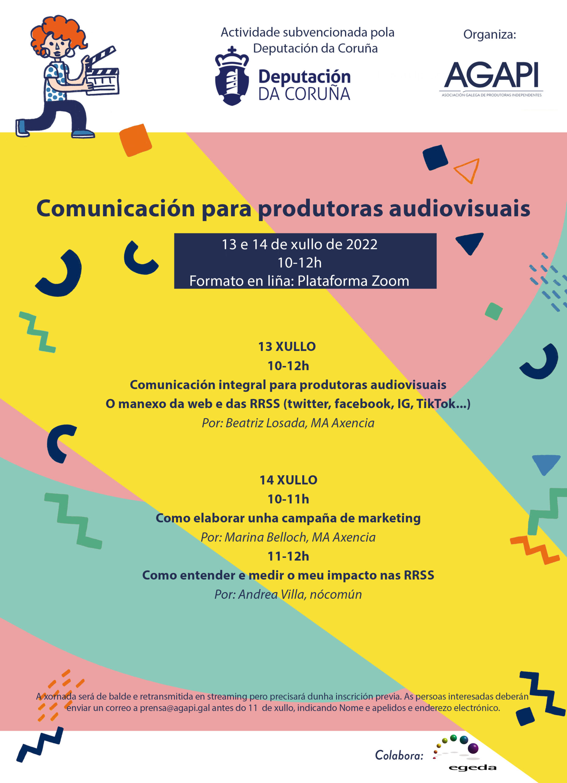 Agapi organiza unhas novas xornadas formativas sobre ‘Comunicación para produtoras audiovisuais’, coa subvención da Deputación da Coruña