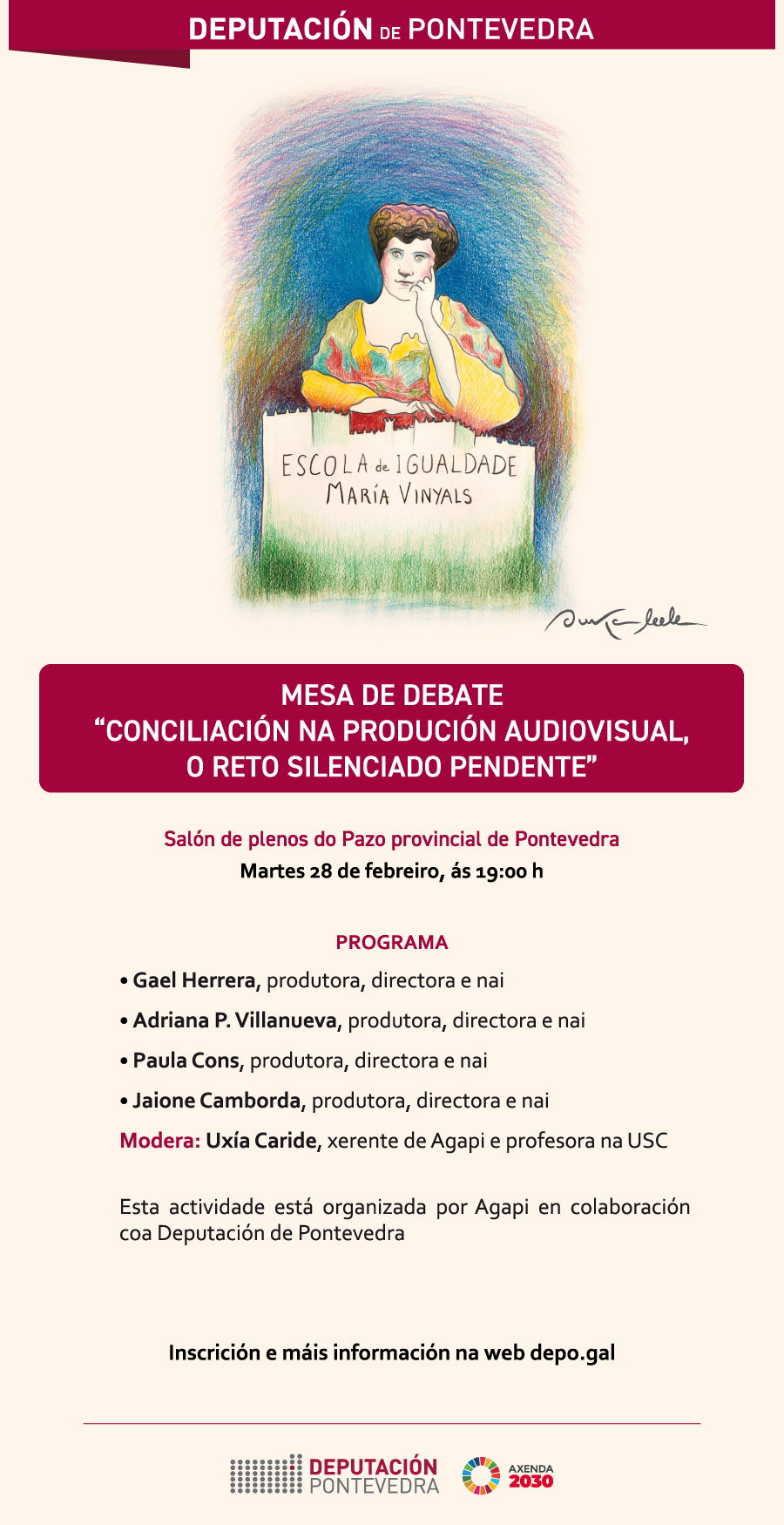 Agapi organiza unhas novas xornadas formativas en colaboración coa Deputación de Pontevedra, baixo o título: “Conciliación na produción audiovisual, o reto silenciado pendente”